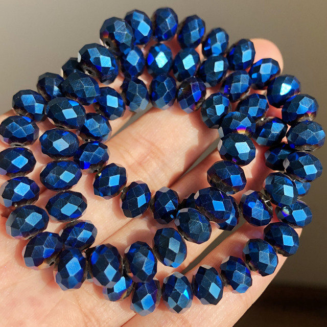 8mm Faceted Glass Beads Blue, Glass Jewelry Accessories